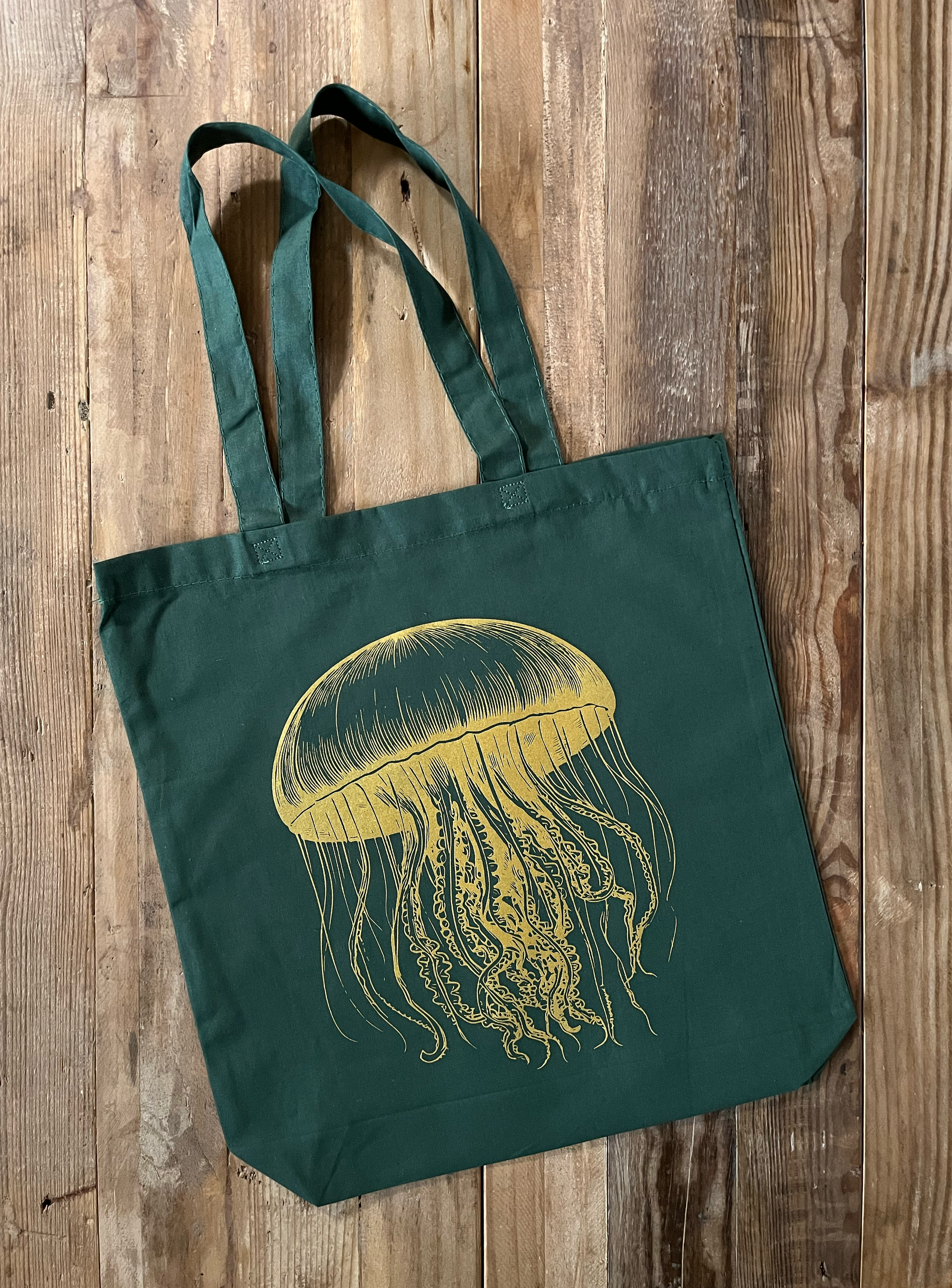 Jellyfish Forest Green Medium Duty Tote 01.png