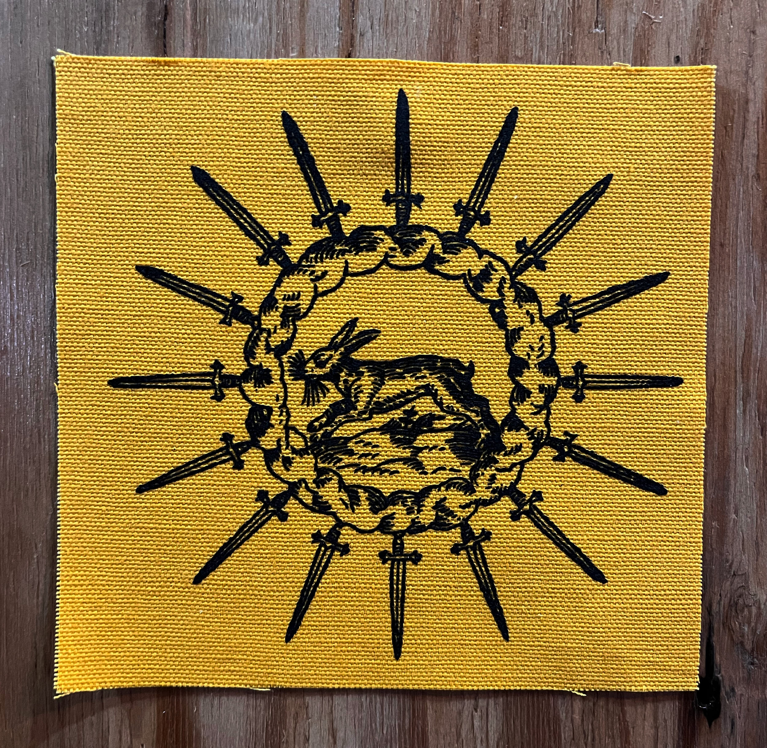 Rabbit Circle Small Patch Black on Yellow.png
