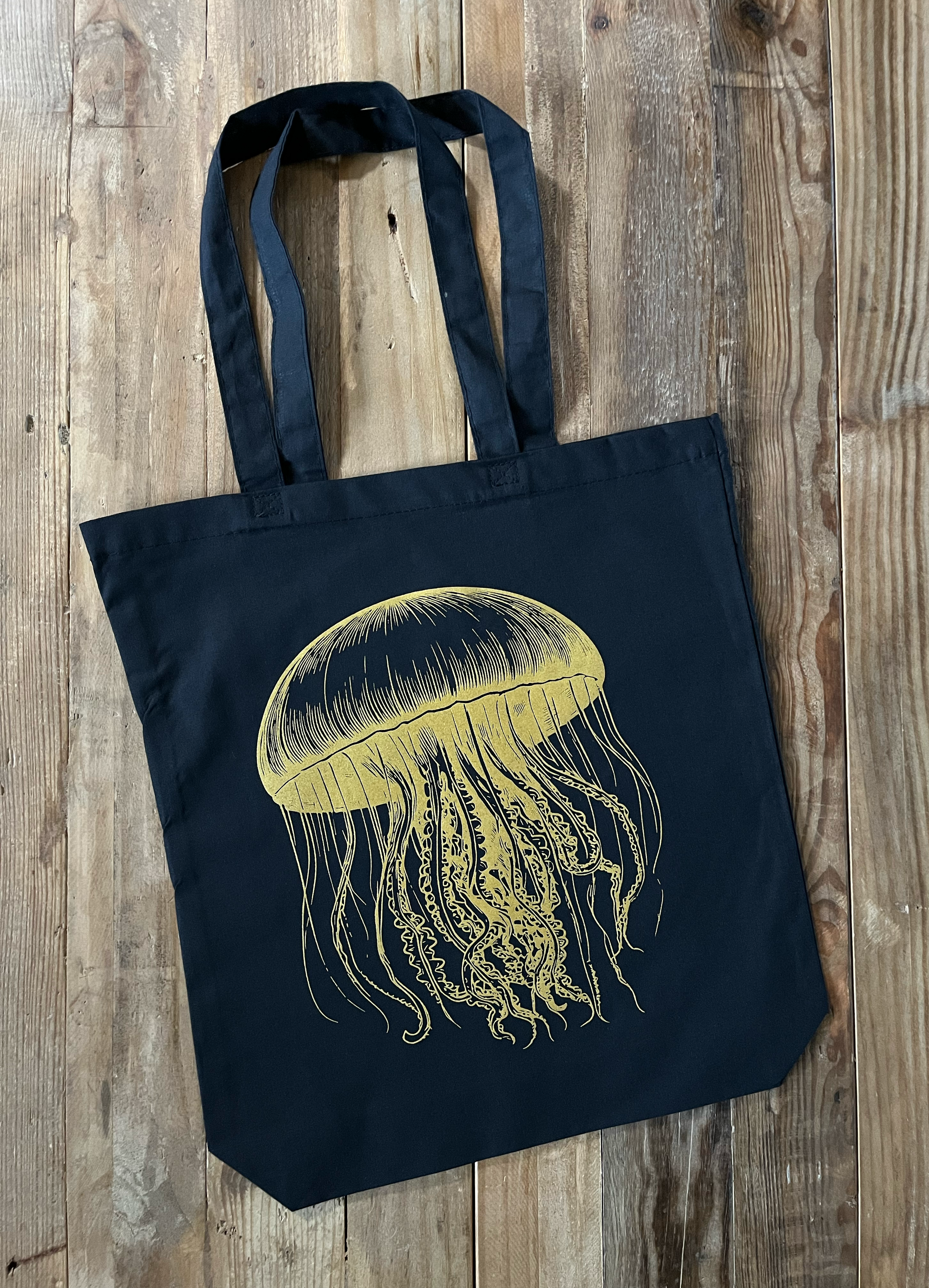 Gold Jellyfish Mid-Weight Tote Bag