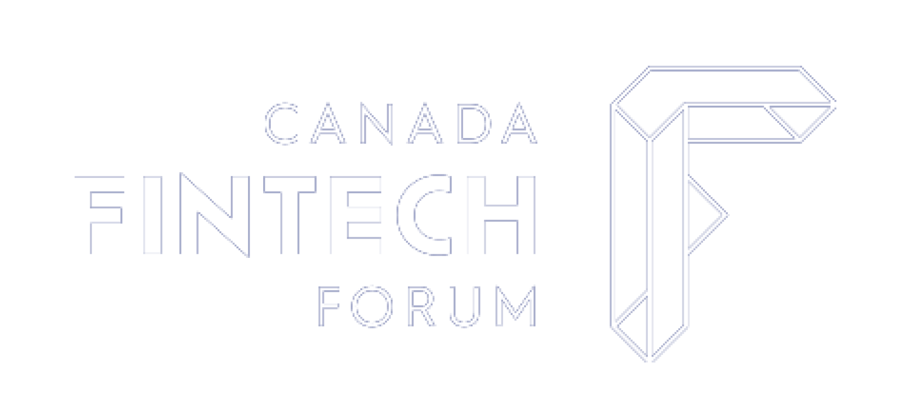 Neon-style logo for the Canada Fintech Forum featuring the word "FINTECH" and a geometric outline of a letter 'F' on a black background.