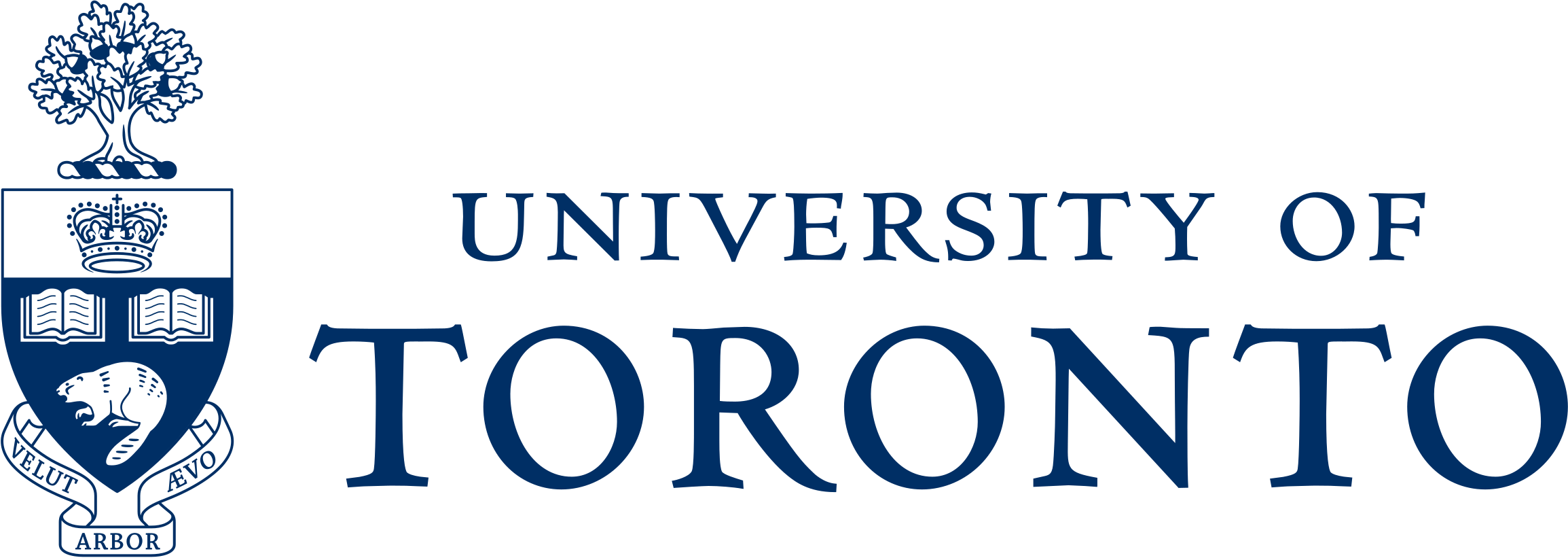 University of Toronto logo featuring a shield with a tree, a crown, an open book, and a panther, with the university name to the right.