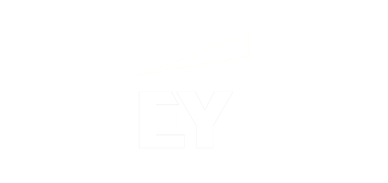Black background with a white stylized logo resembling a camera or projector above the letters 'EY' in bold white font.