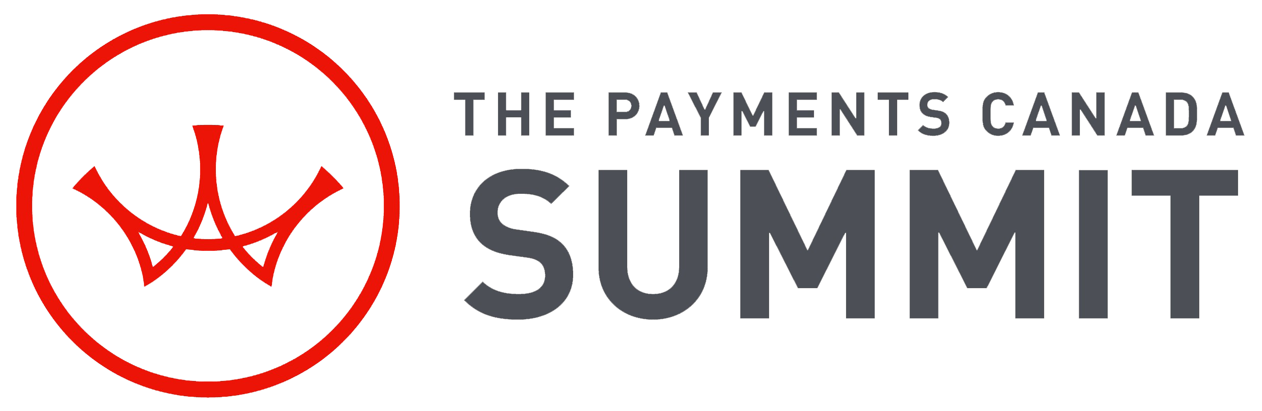A logo with a red circled checkmark inside and gray text that reads 'Payment Canada Summit'.