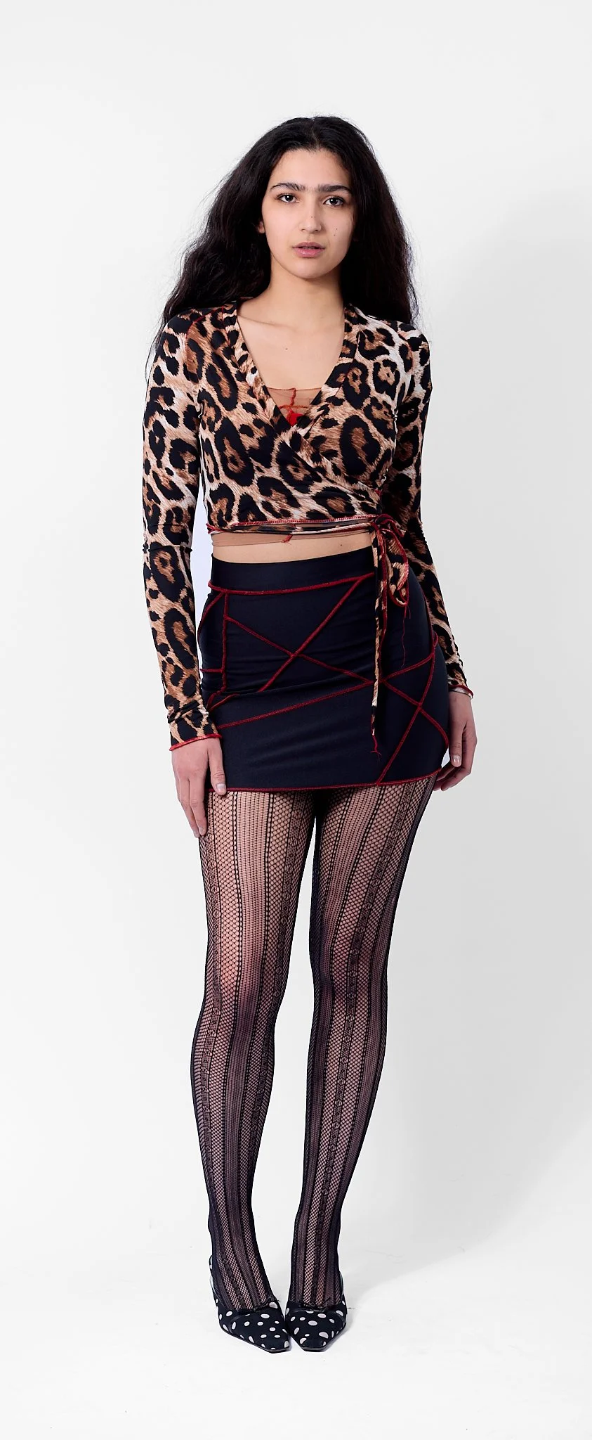 XULY.Bët by Lamine Badian Kouyaté Campaign styled by apolline coquet Leopard jersey zig zag recycling archives collants, tights nineties 90s Marithe Francois Gribaud le sentier Paris punk FUNKIN'FASHION FACTORY