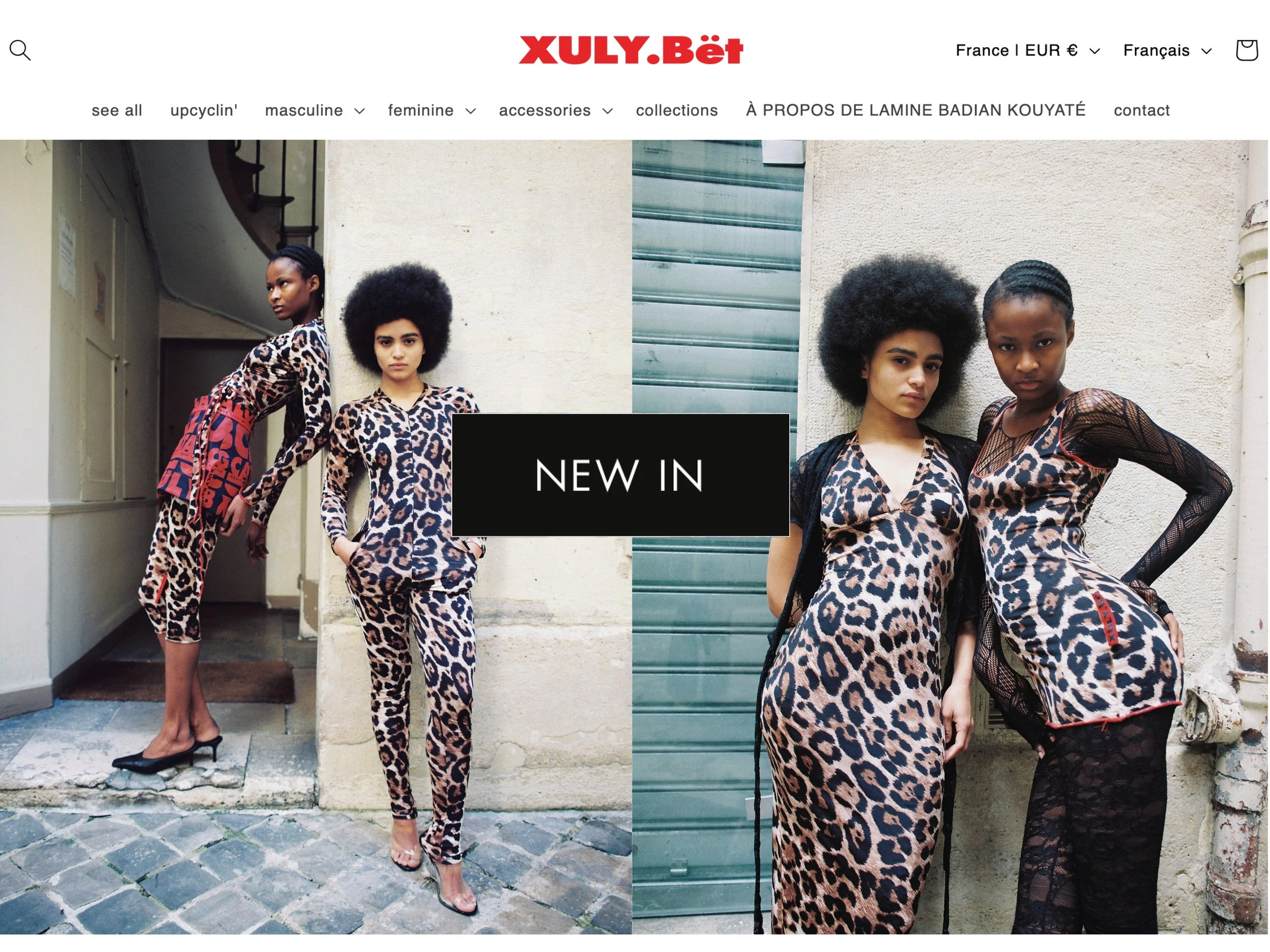 XULY.Bët by Lamine Badian Kouyaté Campaign styled by apolline coquet Leopard jersey zig zag recycling archives collants, tights nineties 90s Marithe Francois Gribaud le sentier Paris punk FUNKIN'FASHION FACTORY