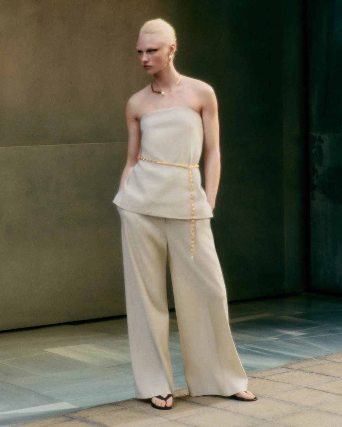 Vilma Sjoberg by Daniel Shea for COS Summer 2023 Ad Campaign. Hair Stylist: Ryan Mitchell. Makeup Artist: Siddhartha Simone. Art Director: Andy Knappett