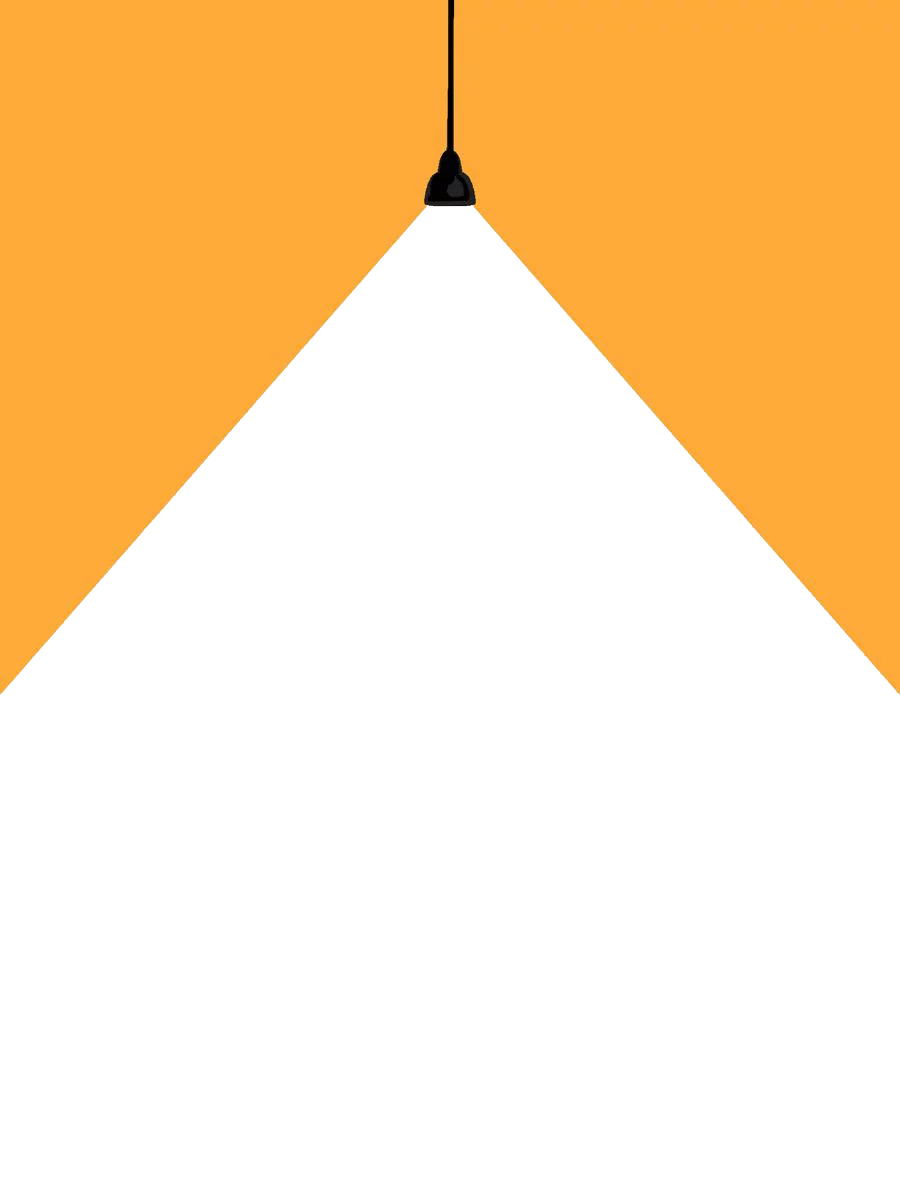 Grafische Darstellung des Lichtkegels einer einfachen Lampe. Symbol für Orientierung und Klarheit (Licht) durch die angebotenen Formate.