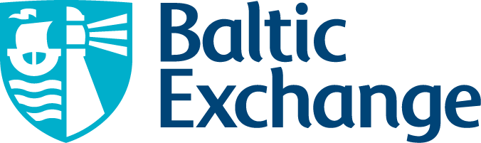 Baltic Exchange logo with blue shield and black text.