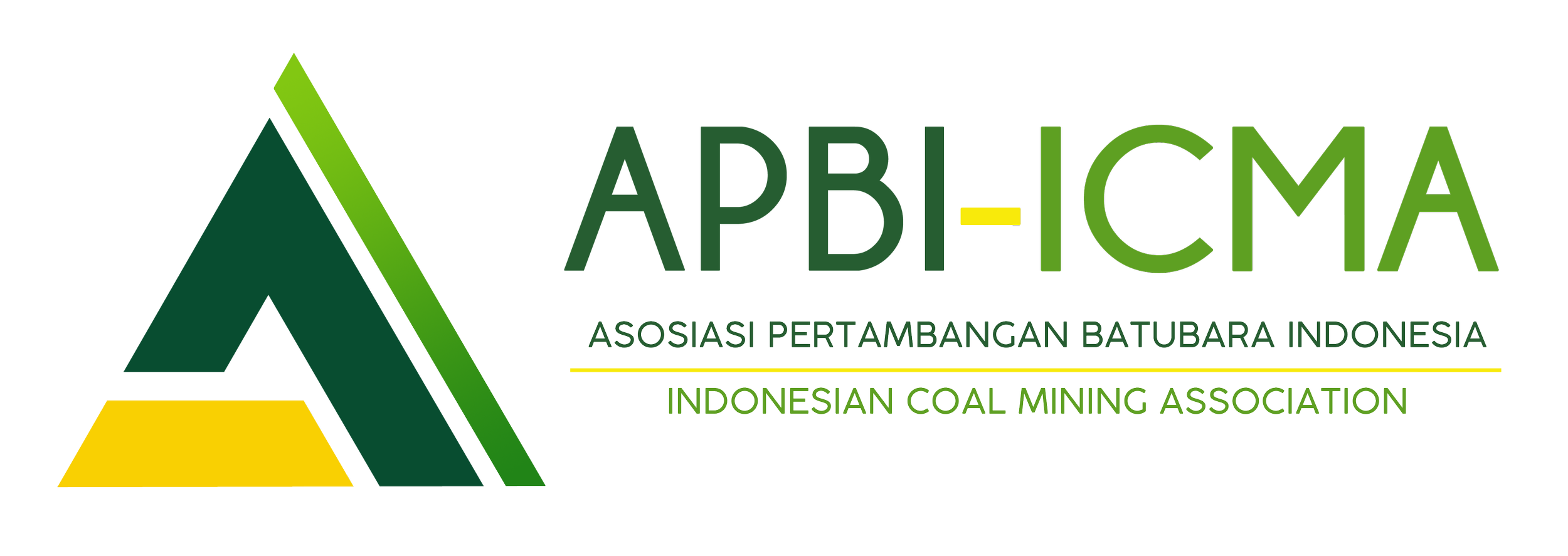 Logo of the Indonesian Coal Mining Association (APBI-ICMA), featuring stylized green and yellow coal mine shapes and text in Indonesian and English.