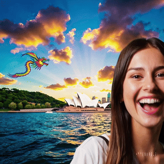 Travel influencer represented by Fantera Agency, creating content for Fansly and Fanvue audiences in Sydney Harbour.