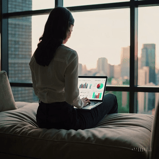 Digital manager analyzing model performance data and fan subscriptions for Fantera Agency’s OnlyFans clients.