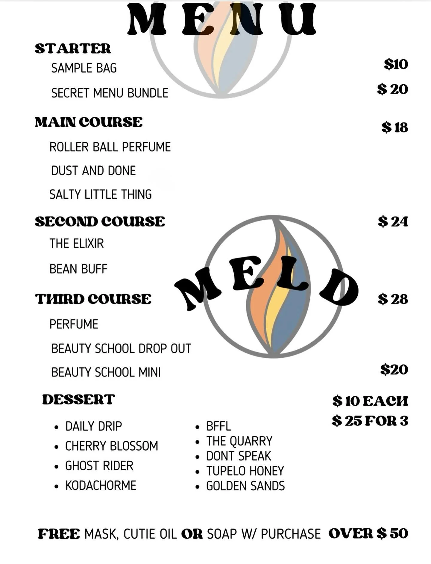 ✨ UPDATED MENU ✨ please note that I have ONE dry shampoo left for the taking, and some of the perfumes are sadly sold out and others are running DANGEROUSLY low. See you at @qvbcmarkets on Sunday!