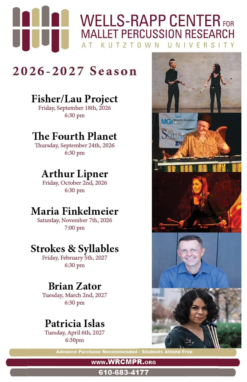 Season Poster for the Wells-Rapp Center for Mallet Percussion Research.