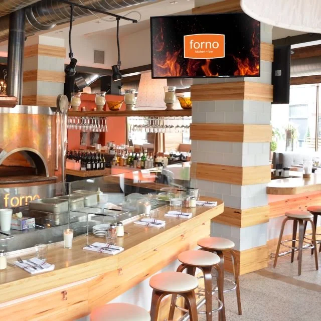 Friday night at Forno&mdash;stone-fired pizza and city vibes. Why not walk over from The Jerome?