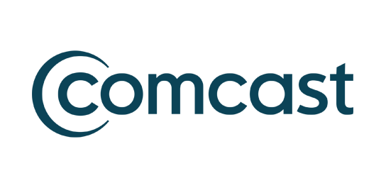 Comcast logo with stylized 'C' and company name in blue and black text.