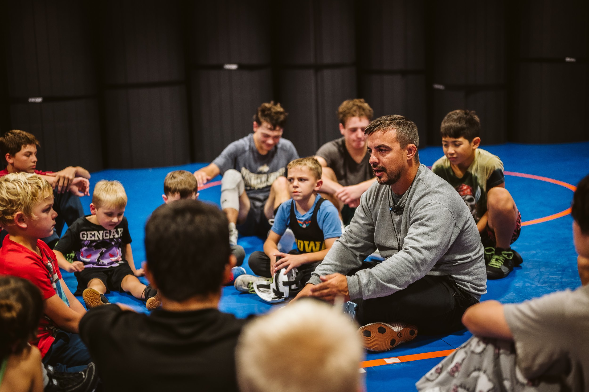 Youth wrestlers training at No Limits Wrestling Club in Ridgefield WA during a structured practice