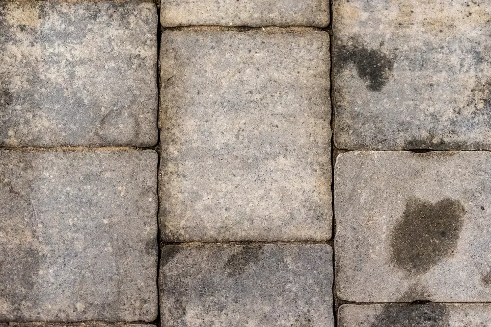 Dark stains on the paving stones