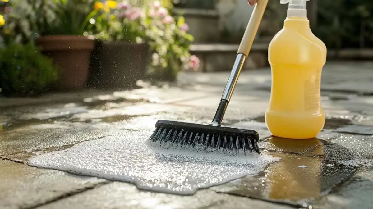Cleaning of paving stones from oil