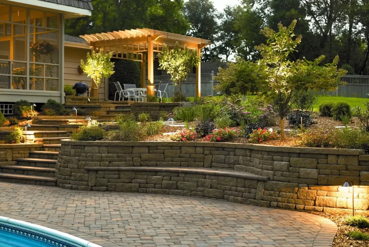 Terracing an area on a slope