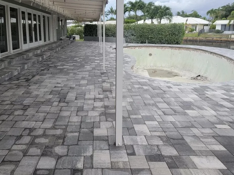 Full paver replacement project for patio and pool deck in Palm Beach, FL