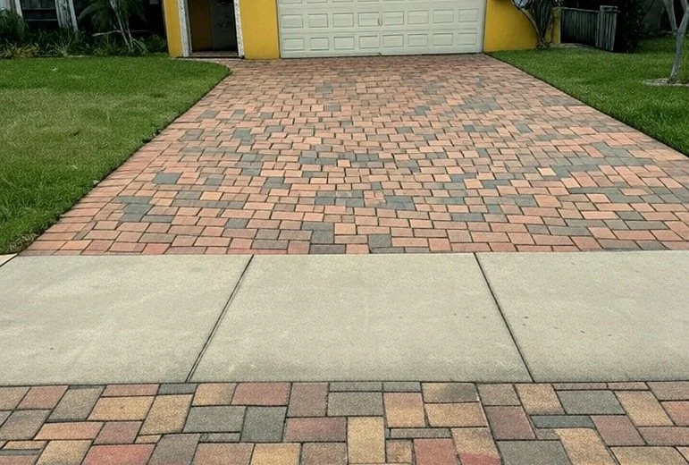 Sealed Paver Driveway After Maintenance Service in Palm Beach, FL