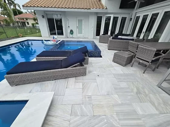 Patio and pool deck pavers restored for everyday outdoor living in Palm Beach, FL