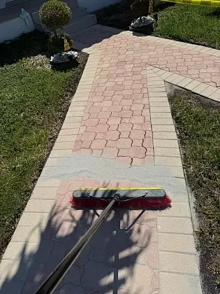 Walkway pavers cleaned and stabilized for outdoor living access in North Bay Village, FL