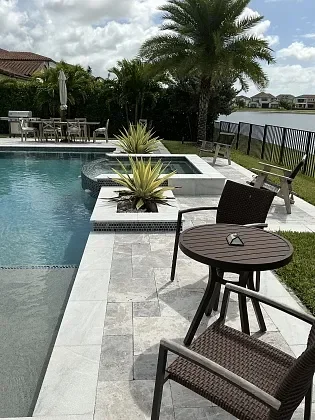 Pool deck restoration featuring concrete pavers in Miramar, FL