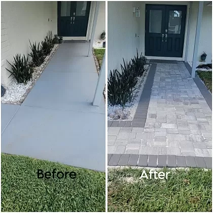 Residential outdoor patio pavers creating a clean, modern look in Broward County, FL