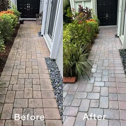 Restored paver driveway improving curb appeal in Miramar, FL