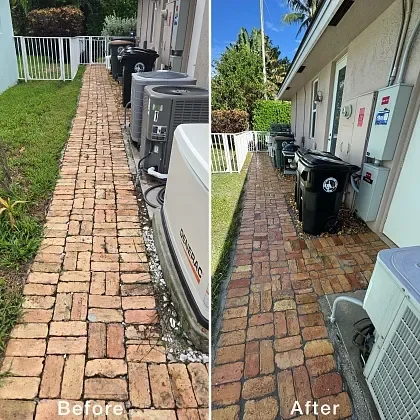 Close-up of Chicago brick pavers after joint re-sanding in Lighthouse Point, FL
