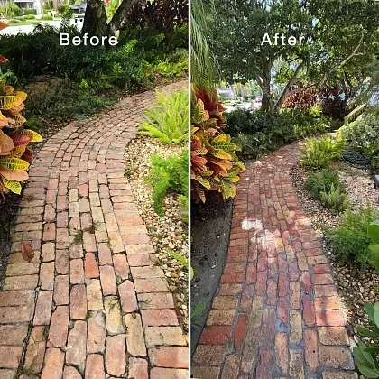 Paver patio surface showing uniform finish after restoration in Lighthouse Point, FL
