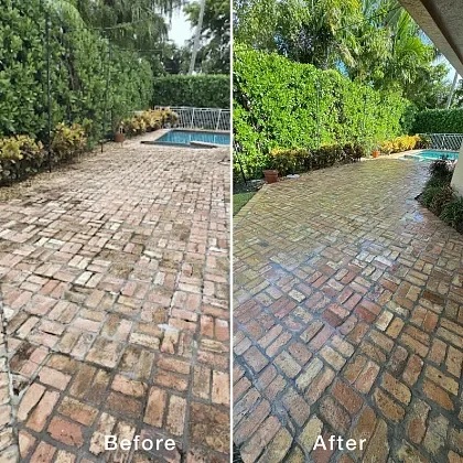 Outdoor patio space enhanced with paver cleaning and sealing in Lighthouse Point, FL