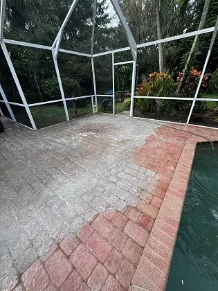 Paver sealing process restoring color and finish in Broward County, FL