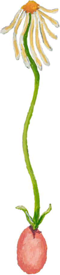 discovery-flower growing from a pink flamingo egg.