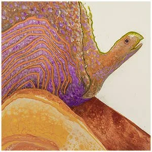 A mystical creature with gossamer wings, gliding over sand dunes unexpectedly and happily meets up with a butterfly coming his way.