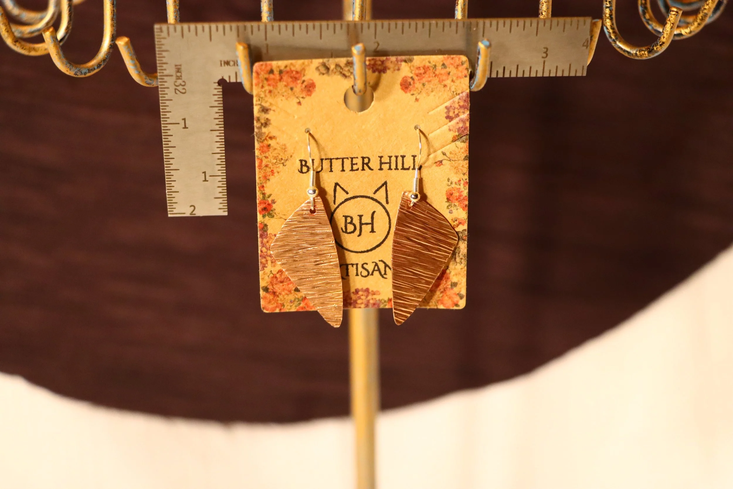 Hand Textured Recycled Copper Earrings