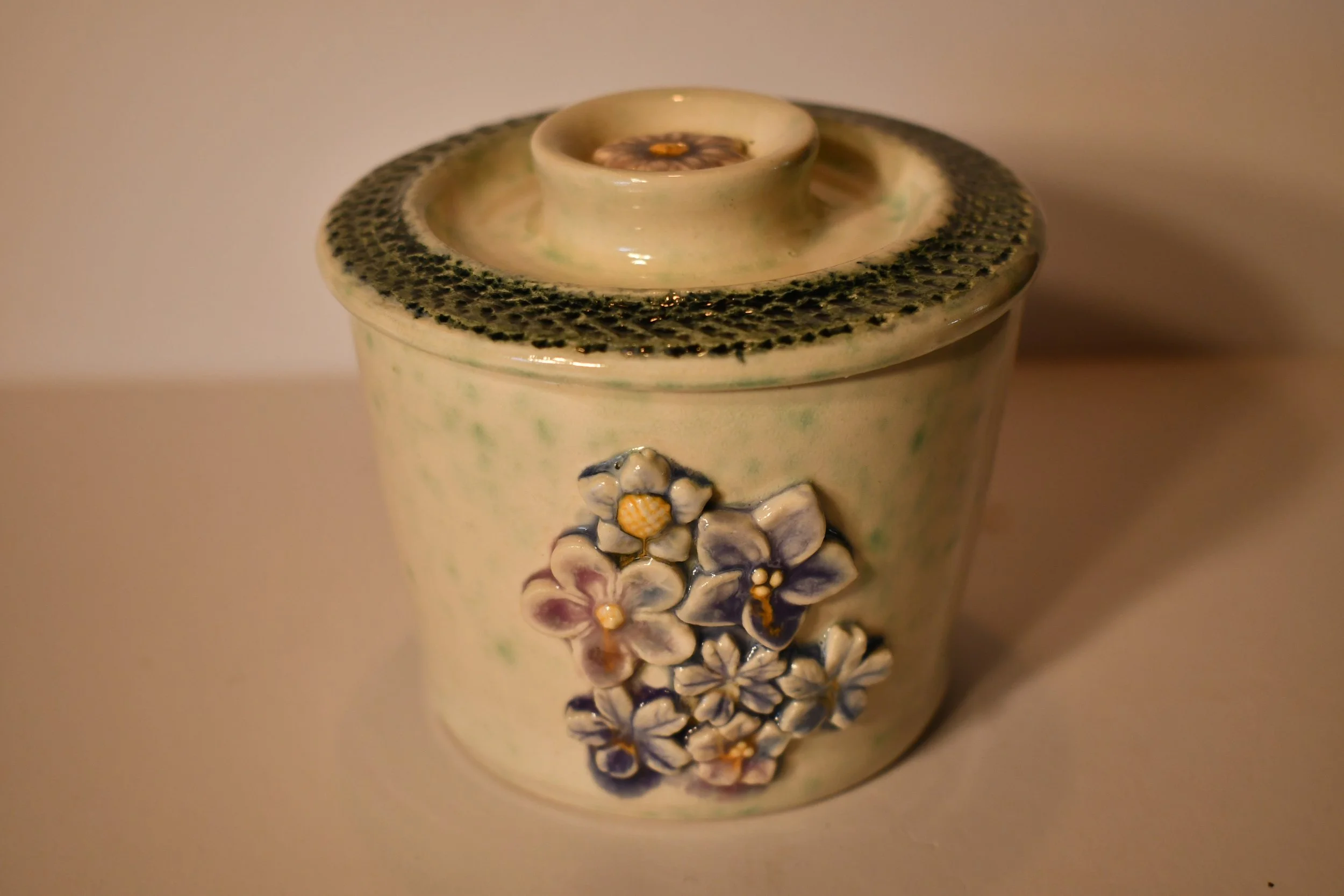 Handcrafted Floral Artisan Sugar Bowl