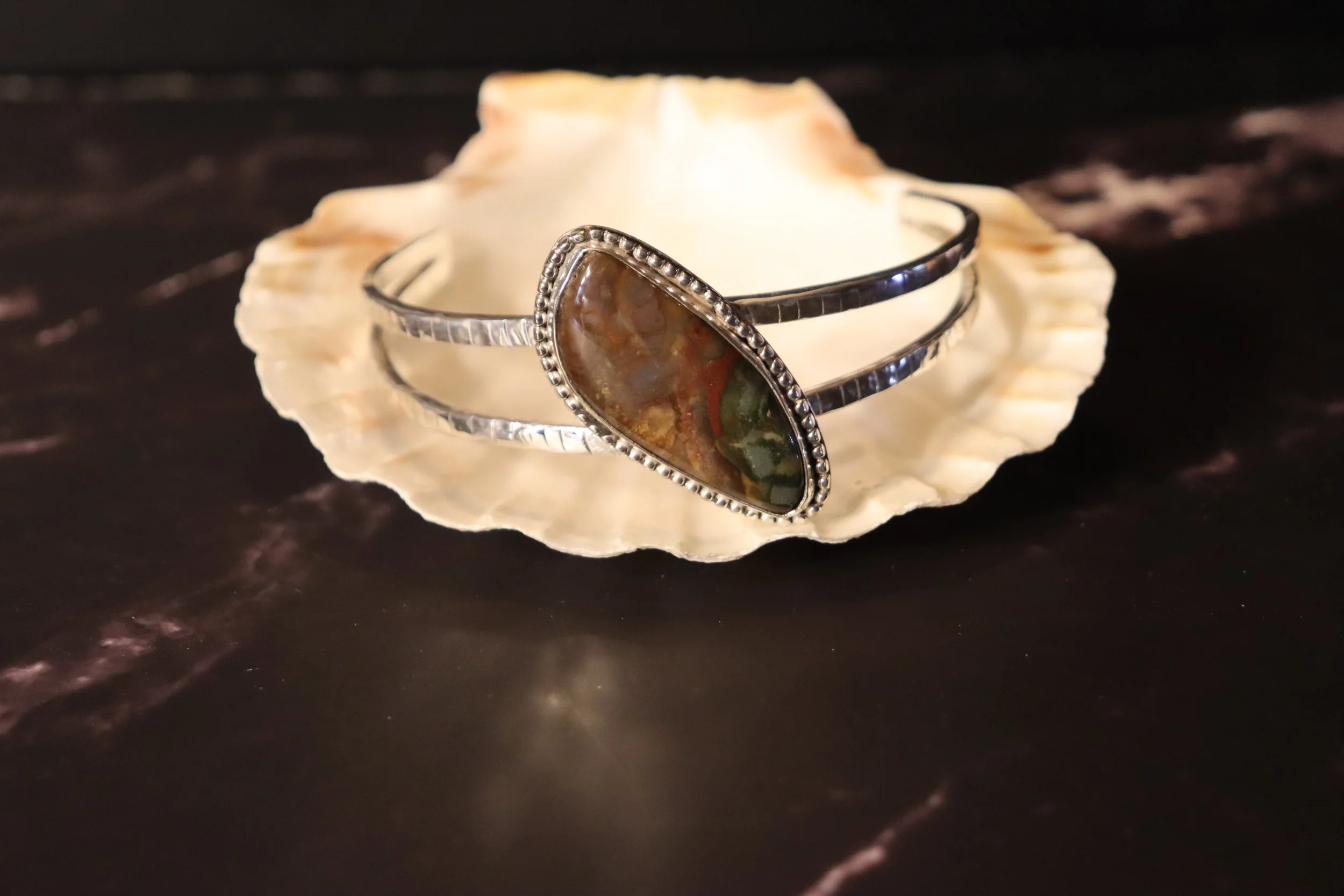 Dragons Blood Jasper Sterling Bracelet