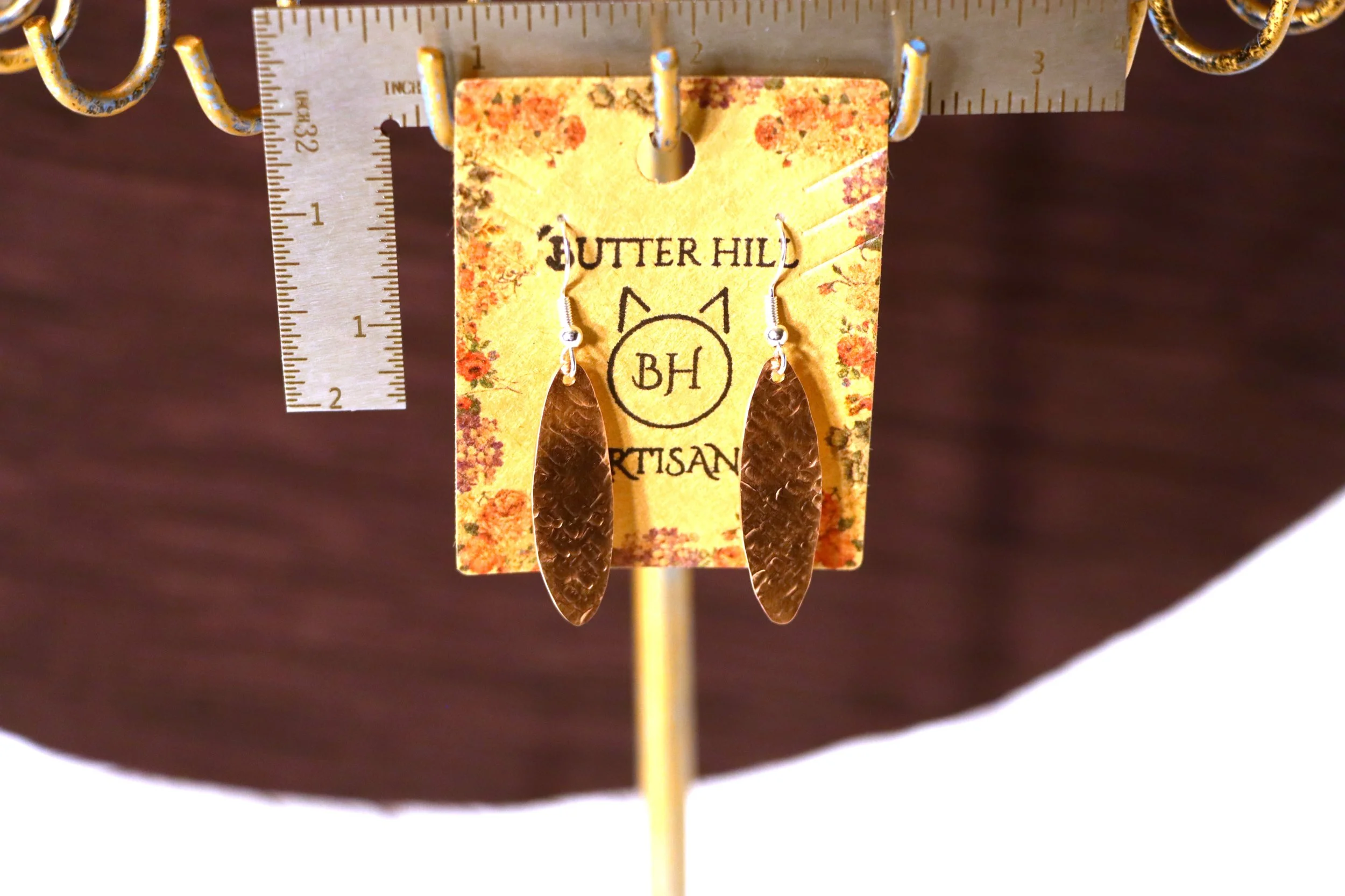 Hand Textured Recycled Copper Earrings