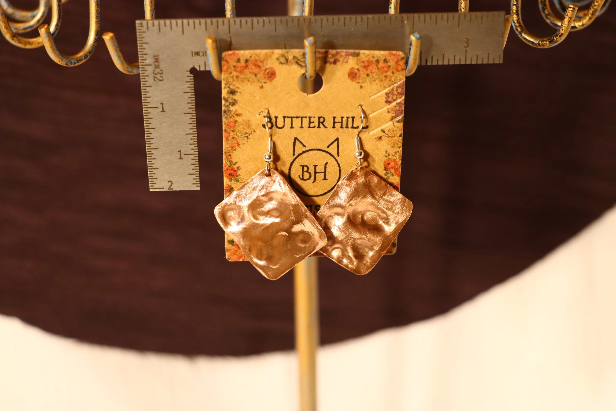 Air Chased Recycled Copper Earrings