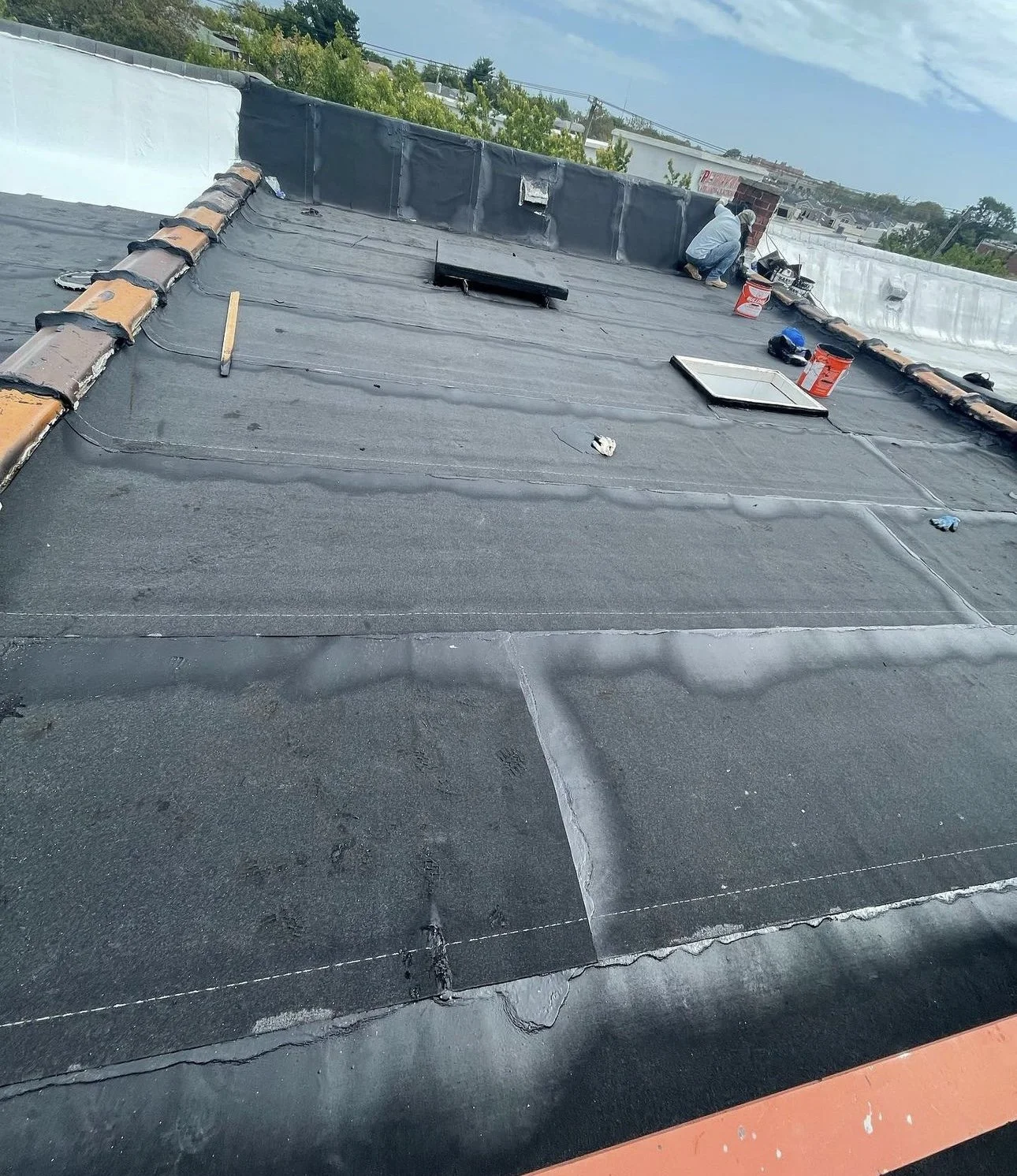 Flat Roof Replacement, Park Slope, Brooklyn. 