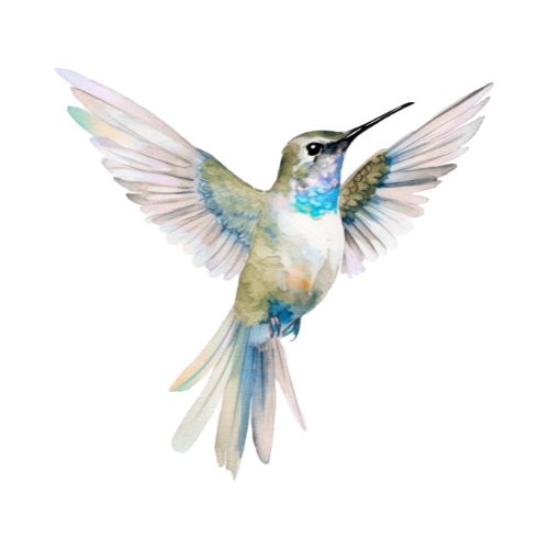 Graphic of a watercolor bird.