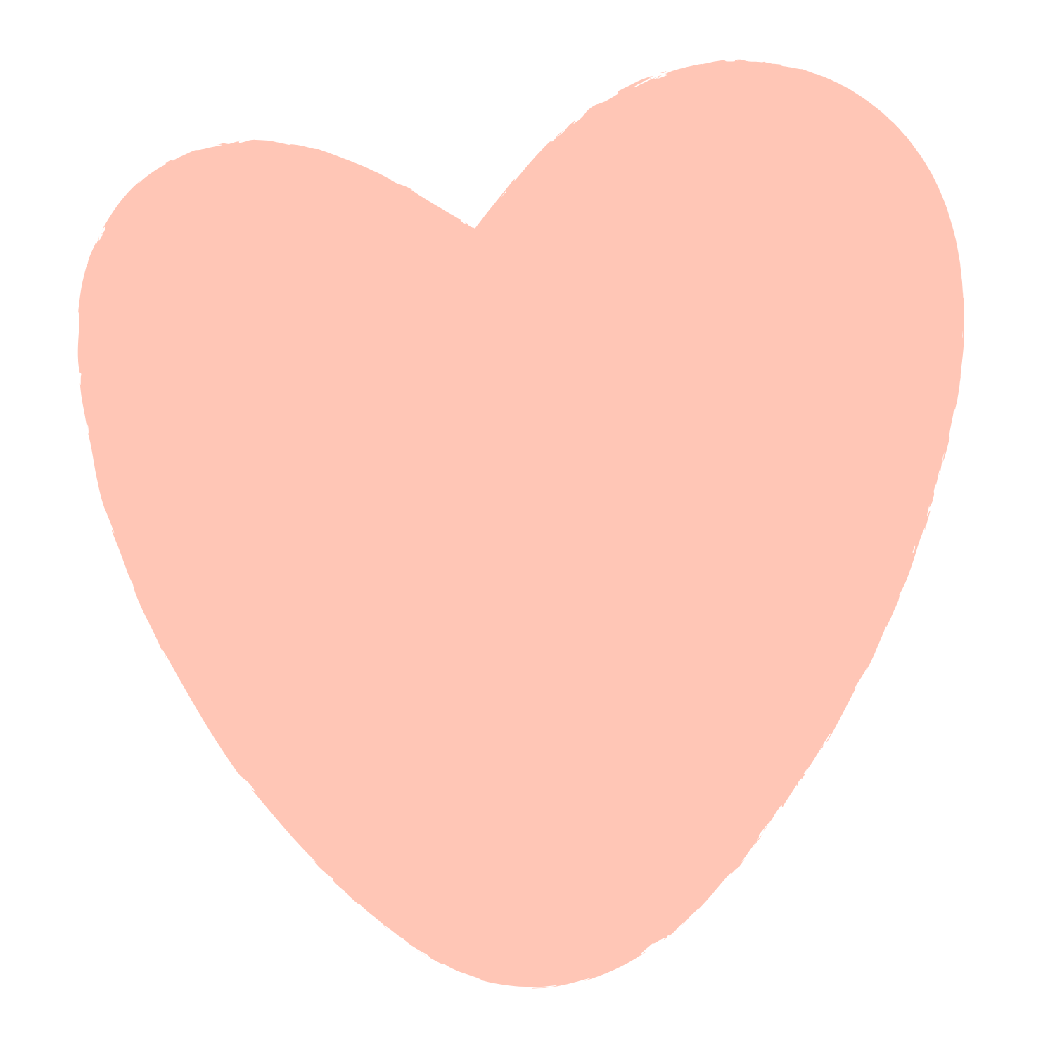 A light pink heart shape with an asymmetrical top and rounded bottom.