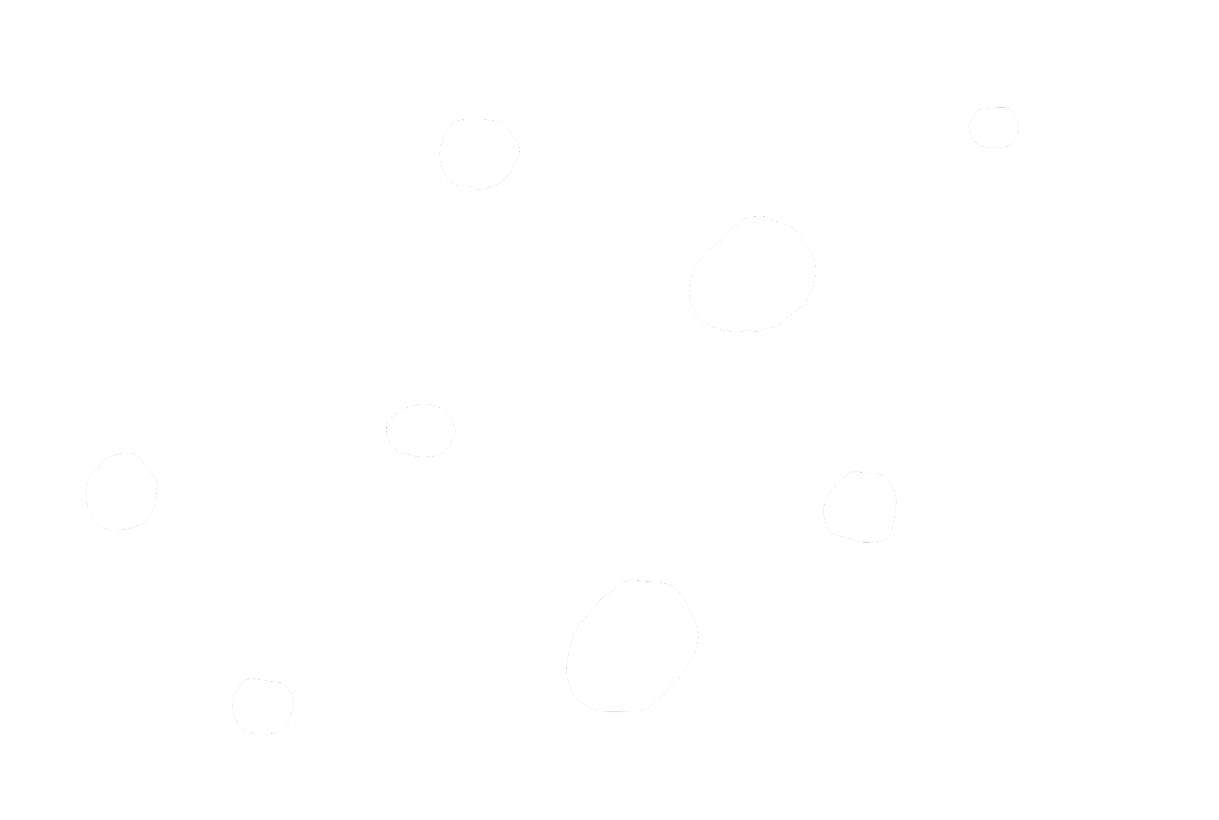 Black and white, abstract illustration of a dog with spots.