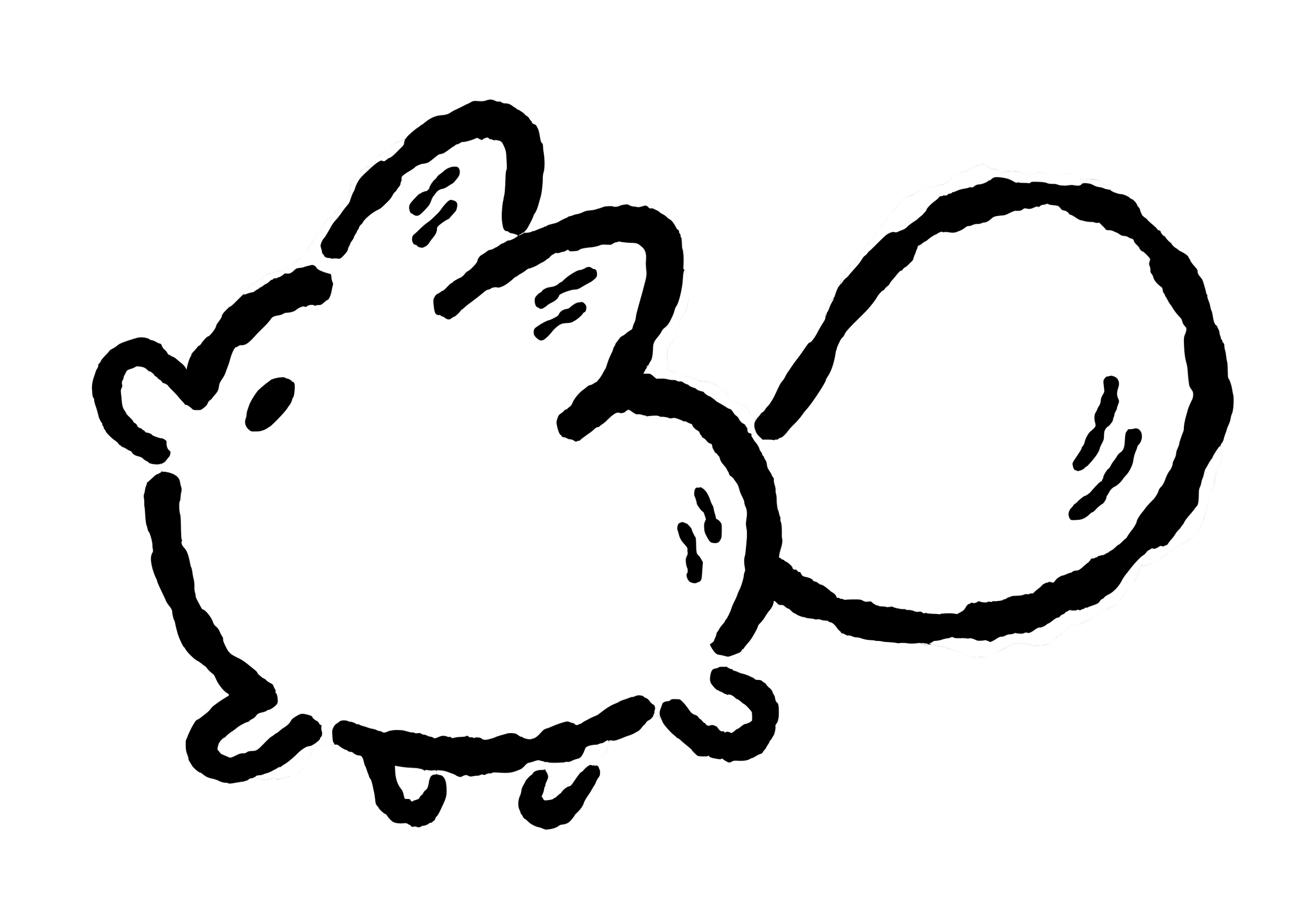 Black and white illustration of a bird with three eggs.