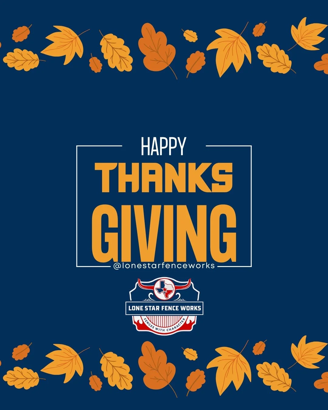 🦃 Happy Thanksgiving from Lone Star Fence Works! 🦃

This Thanksgiving, we&rsquo;re grateful for our amazing customers and the communities in North Texas that let us help protect and enhance their homes with quality fencing and outdoor spaces.

From