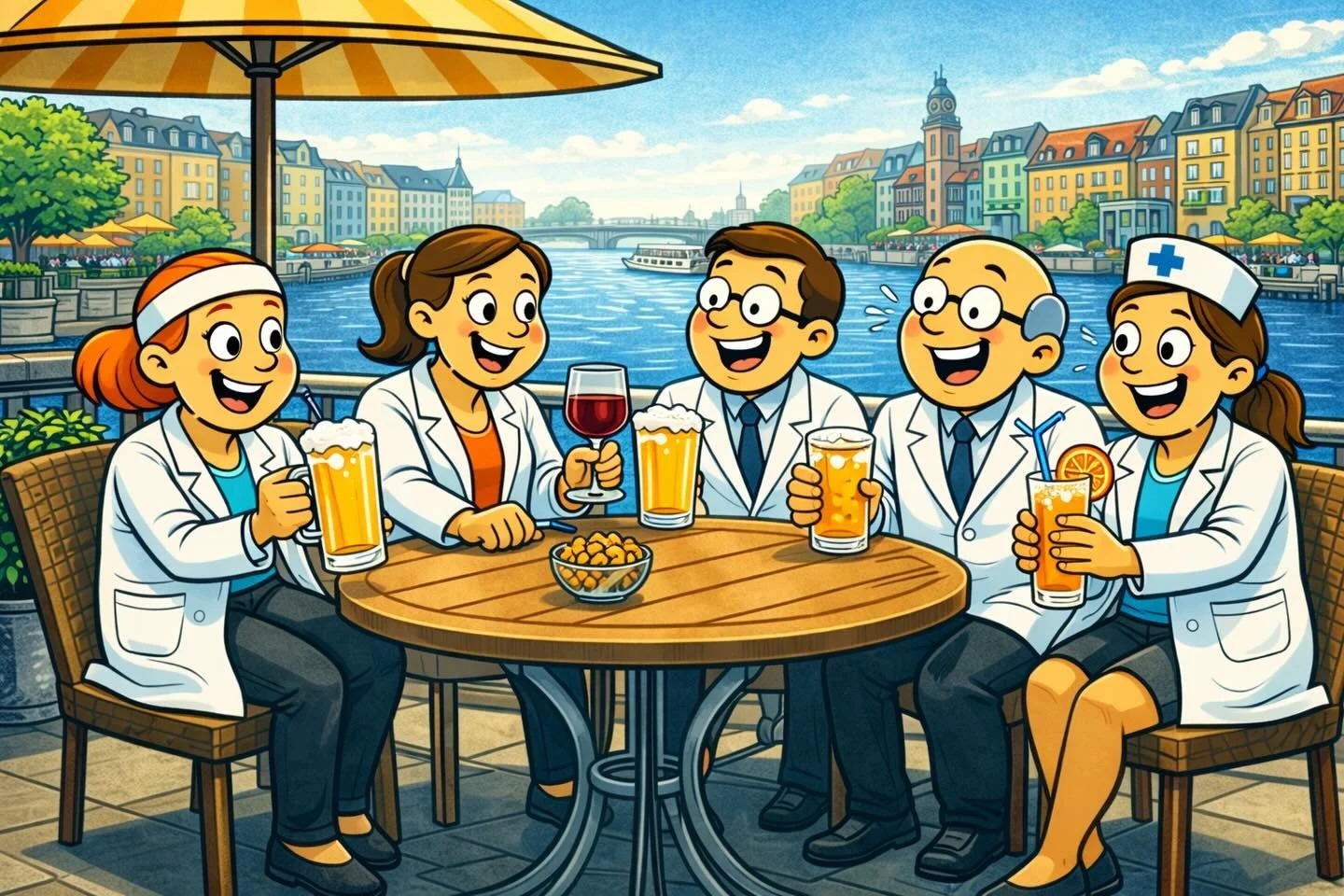 Elaba dokters in spe! 

Vrijdag 17 april is het zover&hellip; onze allerlaatste stagedag ooit 🥹
Dat kunnen we natuurlijk niet zomaar laten passeren! Tijd om deze intensieve periode in stijl af te sluiten met een gezellige afterwork en een afterparty