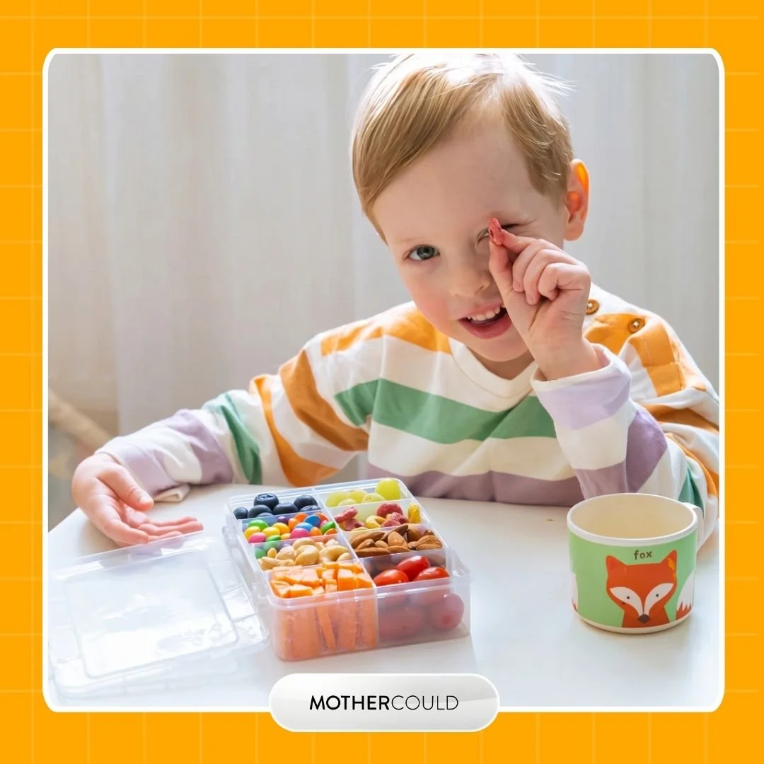 kid eating out of mothercould snack box set