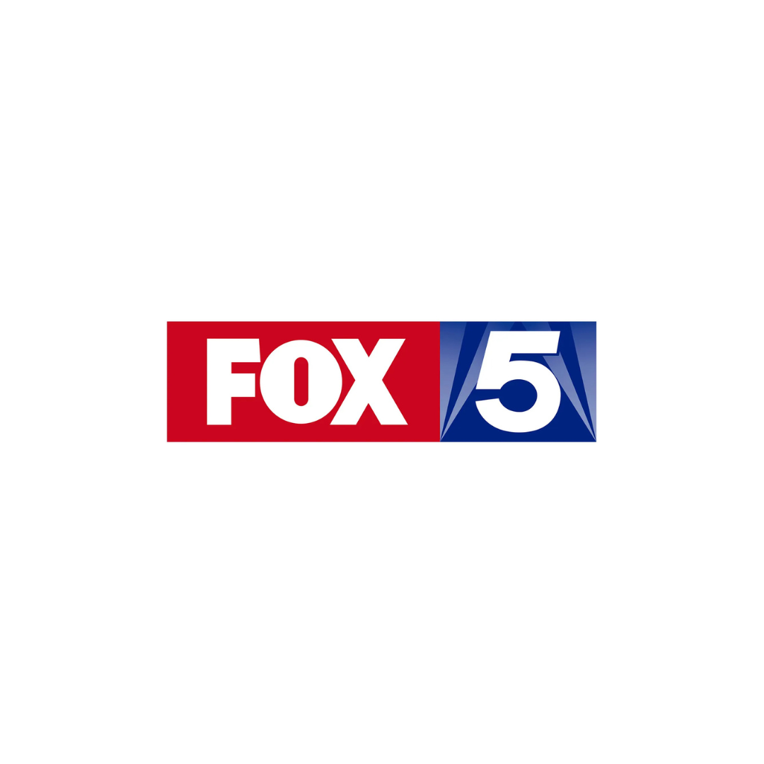 FOX 5 news station logo in red, white, and blue colors with stylized design.